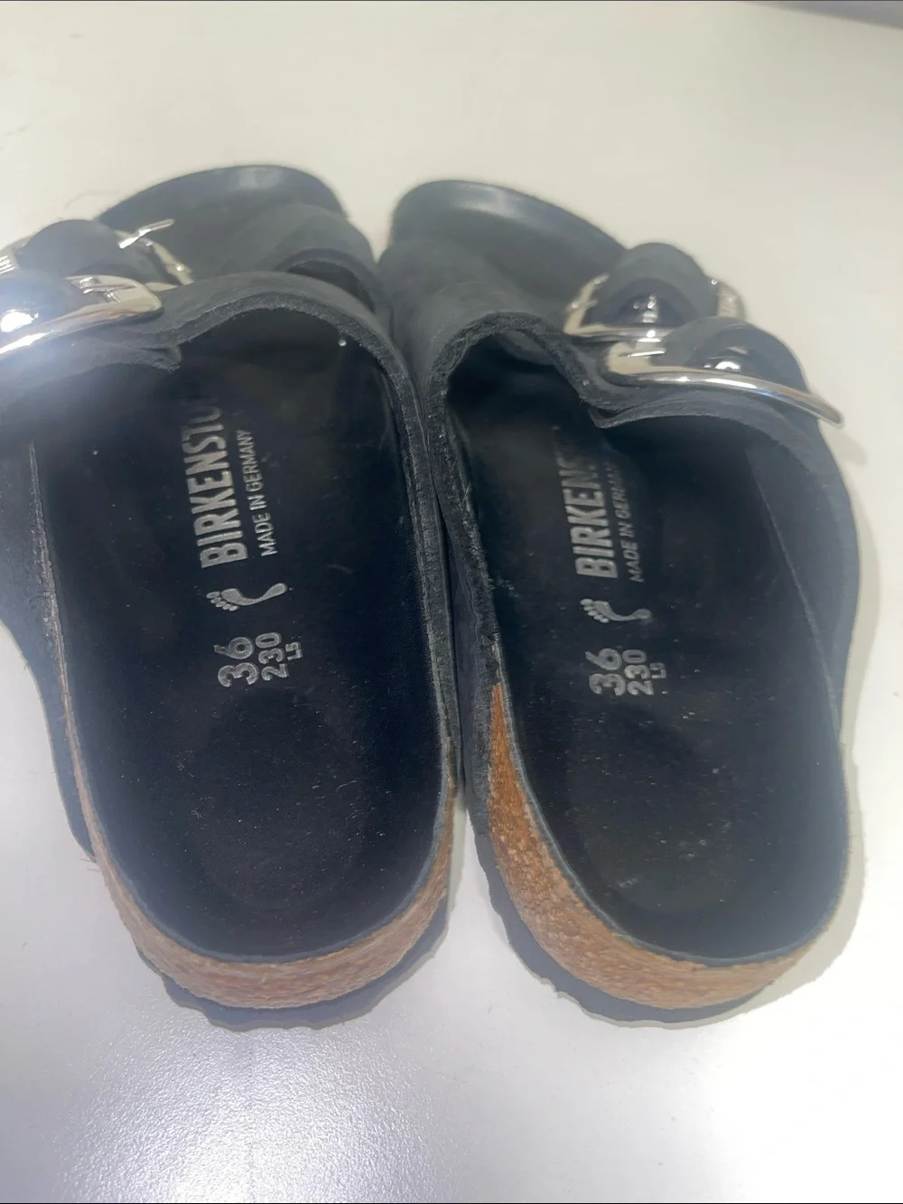 Birkenstock Arizona Big Buckle Sandals in Black silver Buckles 36 5